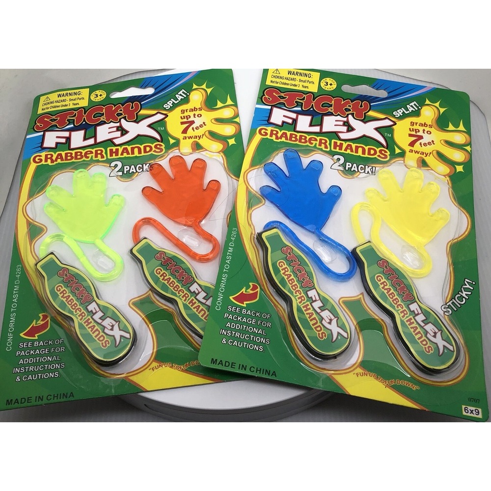 2 Packs of 2 Sticky Flex Grabber Hands Grab up to 7 feet with 2 inches Hand
